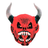 Máscara Diabo Com Chifre Demonio Satã Festa Fantasia Terror
