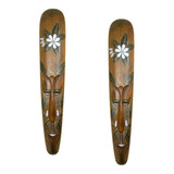 Máscara Flor Carranca Decoração Parede Bali 2pcs - 1 Metro 
