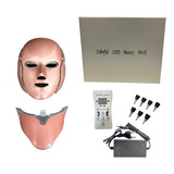 Máscara Led 7 Cores Estética Facial Pescoço 7 Eletrodos