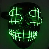 Máscara Led Neon Cifrao Dinheiro Money