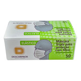 Máscara Proteção Descartável Tripla Anvisa C/ 50 Descarpack