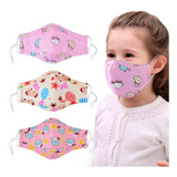 Mascara Protetora  Em Tecido Algodao Infantil Kit 3 Peças