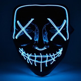 Mascara Terror Halloween Led Neon Festa Balada Assustadora Cor Azul
