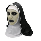 Máscara Terror Haloween A Freira Valak Latex Realista C/ Véu Cor Boca Fechada