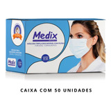 Máscara Tripla Descartavel Com Elástico Medix C/ 50 Un Cor Azul-claro