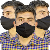 Máscara Tripla Tecido Lavável Porta-filtro 100%algodão Preta