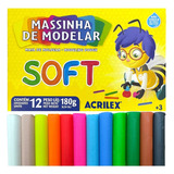Massinha Acrilex Modelar Soft 12 Cores
