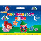 Massinha De Modelar Soft Glitter Com 12 Cores 180g Atóxico