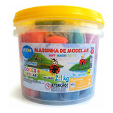 Massinha Modelar Balde 2,1kg C/ 36 Unid. Soft Macia 12 Cores