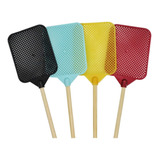 Mata Mosca Mosquito De Plastico Cabo De Madeira Kit C/60 Un
