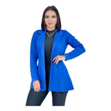Max Blazer Feminino Acinturado Sobretudo Longo Neoprene Luxo