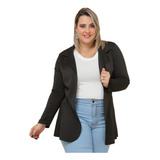 Max Blazer Moda Feminina Plus Size Longo Casaquinho Neoprene