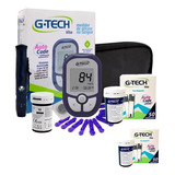 Medidor De Glicose G-tech + 110 Tiras + Estojo + Lancetador Cor Azul-escuro