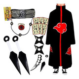 Mega Kit Itachi C/ Manto Akatsuki + 11 Itens Cosplay Geek -