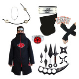 Mega Kit Naruto C/ Manto Akatsuki + 12 Itens Cosplay Coleção