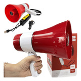 Megafone Profissional Portátil Recarregável Sirene Musical