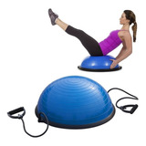 Meia Bola Suíça Com Bomba Alças Pilates Yoga Step Mbfit Cor Azul