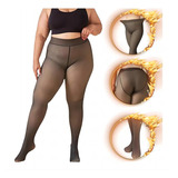 Meia Calça De Lã Térmica Translúcida Forrada Plus Size