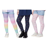 Meia Calça Infantil Fio 80 Estampada Kit C/ 3 Algodão Selene