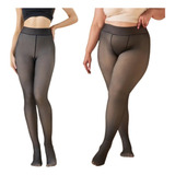 Meia Calça Térmica Lã Plus Size Translúcida Forrada Pelúcia