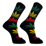 Meia Estampada Cannabis Reggae Folhas Erva