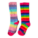 Meia Infantil Cano Alto Até O Joelho 3/4 Kit C/ 2 Un Menina