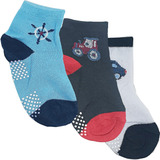 Meia Infantil Masculina Anti-derrapante Kit Com 12 Pares