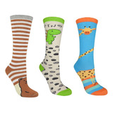 Meia Infantil Menino 3/4 Divertida Algodão 3 Pares Cano Alto