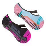 Meia Sapatilha Feminina Antiderrapante P/ Yoga Kit 2 Pares