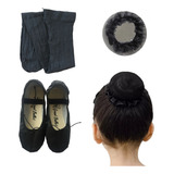 Meia-calça De Ginástica + Sapatilha Corino + Rede Coque K3