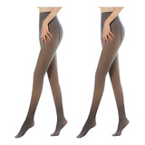 Meia-calça Feminina De Lã Térmica Translúcida Falsa 2pcs