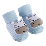 Meias Antiderrapante Com Chocalho Zebrinha Azul 12732 Buba