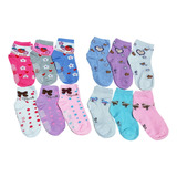 Meias Bebê Infantil 6 Normal + 6 Antiderrapante Kit 12 Pares