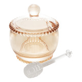 Meleira Cristal De Chumbo C/colher Pearl Ambar 10x8x7cm