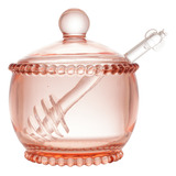 Meleira Cristal De Chumbo C/colher Pearl Rosa 10x8x7cm