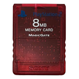 Memory Card Playstation 2 Vermelho Translúcido Original Ps2