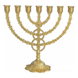 Menorah Judaico Candelabro Castiçal 7 Velas 25cm Dourado