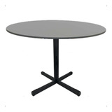 Mesa 1.20m Redonda P/ Reunião Escritório Pé Aço Tampo Cinza