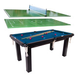 Mesa 4 Em 1 Azul Sinuca Ping Pong Tenis Mesa Futebol Botao