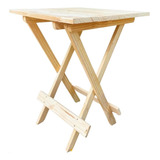 Mesa 60x60 De Madeira Pinus Dobrável Churrasco Bar 4 Lugares Cor Madeira Natural