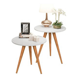 Mesa Apoio E Lateral Sala Sofá Redonda Retrô Decoração