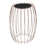 Mesa Apoio Lateral 43 Cm Tampo Vidro Preto Base Metal Cobre 