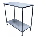 Mesa Auxiliar 40x80x80cm C/ Ponteiras- Aço Inox