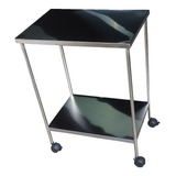 Mesa Auxiliar Em Aço Inox 80x40x80 (cxlxa) Com Rodinhas 2 