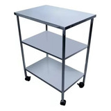 Mesa Auxiliar Inox 80x40 Com Rodinhas 3 Prateleiras