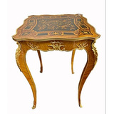 Mesa Auxiliar Quadrada Francesa Marchetaria E Bronze Formosa