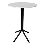 Mesa Bistrô Alta Aço Tampo 60cm Mdf Cozinha Bar Sala Decor Cor Preto C/ Branco