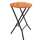 Mesa Bistrô Alta Dobrável Preta C/ Tampo 60cm Redondo Bar Cor Preto Fosco