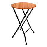 Mesa Bistrô Alta Dobrável Preta C/ Tampo 60cm Redondo Bar