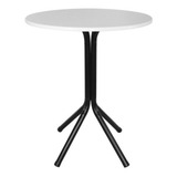 Mesa Bistrô Alta Preta C/ Tampo Branco 60cm Redondo Mesinha